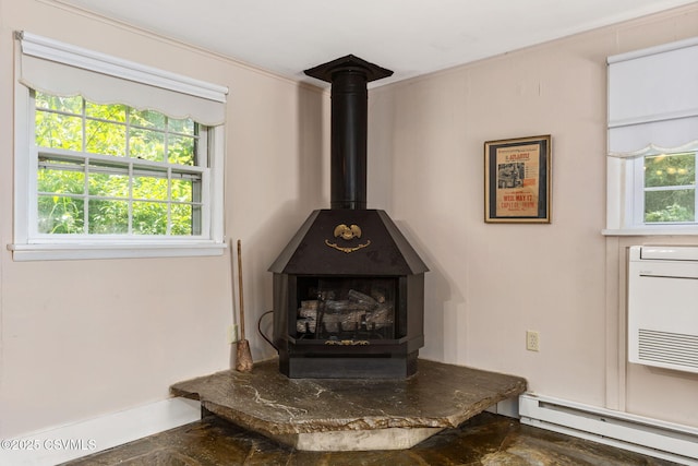 725 Avenue Ave E, Danville, PA 17821 - detailed view of a baseboard radiator and a wood stove
