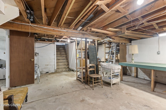 725 Avenue Ave E, Danville, PA 17821 - unfinished basement with stairway and a workshop area
