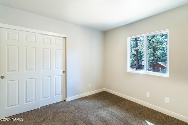 unfurnished bedroom with a closet and carpet