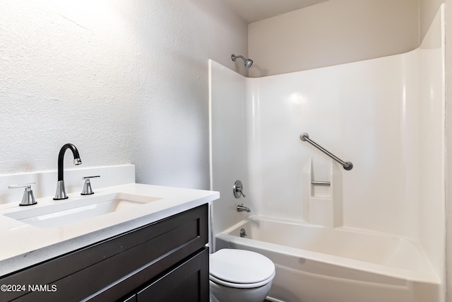 full bathroom with vanity, toilet, and shower / bathtub combination