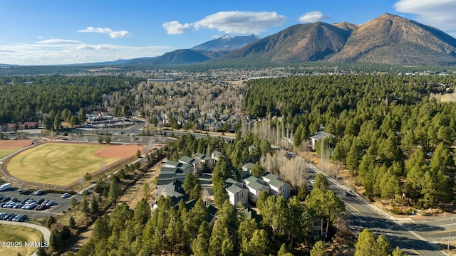 4435 E Savannah Cir, Flagstaff, AZ 86004 - birds eye view of property with a forest view and a mountain view