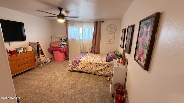 bedroom with carpet and ceiling fan