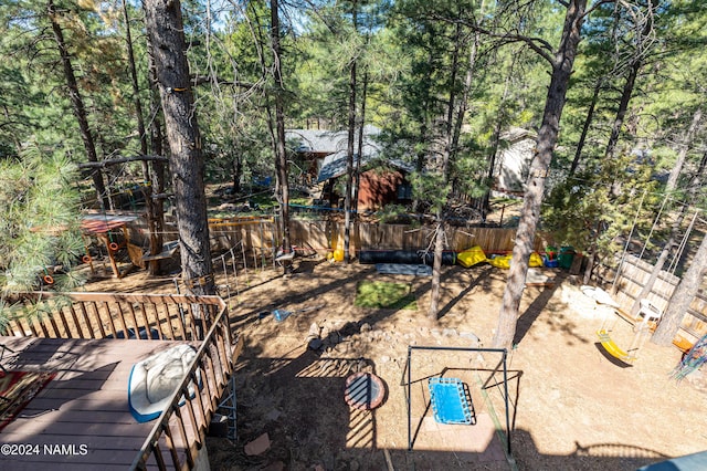 view of yard with a deck