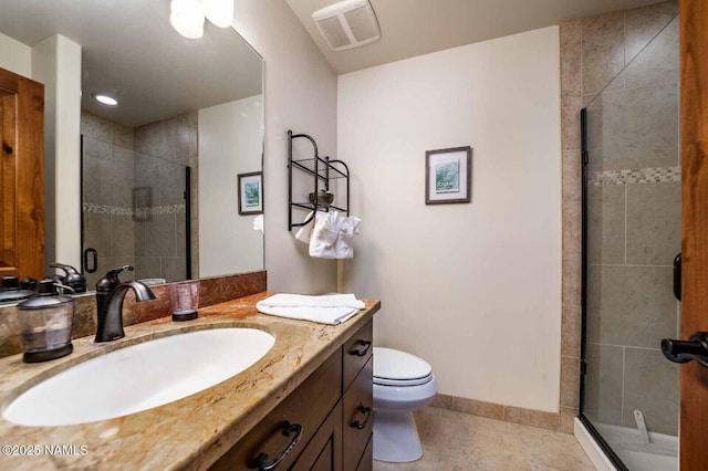 9178 N Snowbowl Ranch Rd, Flagstaff, AZ 86001 - bathroom featuring a stall shower, vanity, and tile patterned floors