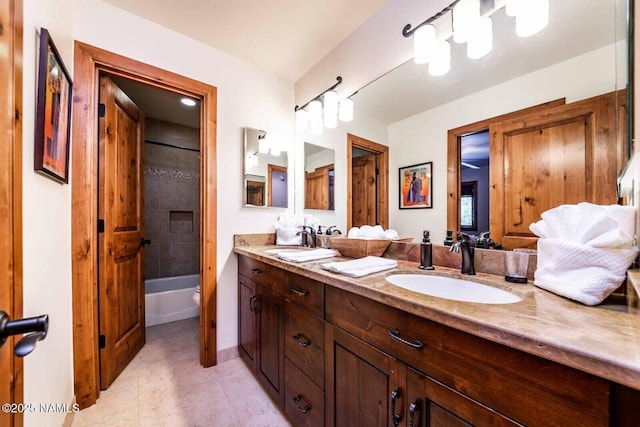 9178 N Snowbowl Ranch Rd, Flagstaff, AZ 86001 - full bath featuring double vanity, tile patterned flooring, and  shower combination