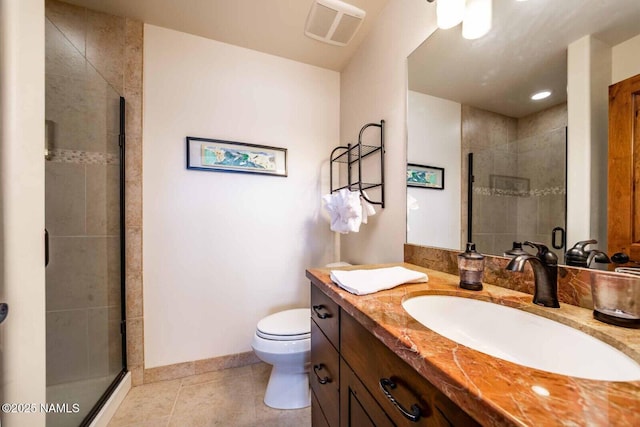 9178 N Snowbowl Ranch Rd, Flagstaff, AZ 86001 - bathroom featuring a shower stall, vanity, and tile patterned flooring