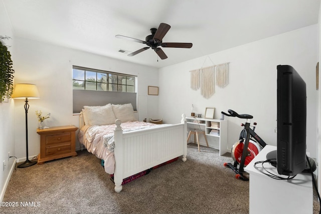 2548 S Gravel Ln, Flagstaff, AZ 86001 - carpeted bedroom featuring visible vents, ceiling fan, and baseboards