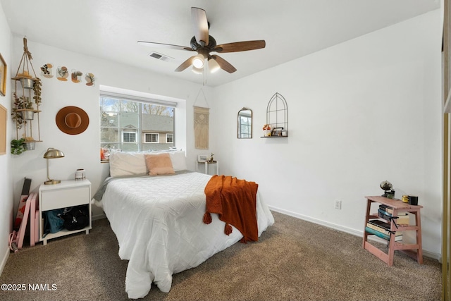 2548 S Gravel Ln, Flagstaff, AZ 86001 - bedroom featuring baseboards, a ceiling fan, visible vents, and carpet floors