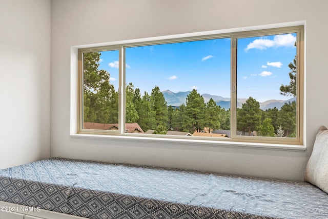 interior space featuring a mountain view