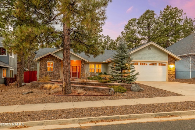 view of front of house with a garage