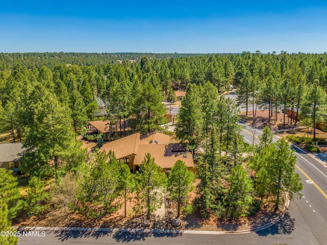 aerial view with a wooded view
