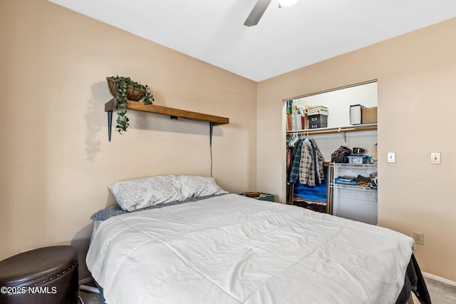 11095 N Rodeo Rd, Flagstaff, AZ 86004 - carpeted bedroom with baseboards, a closet, and a ceiling fan