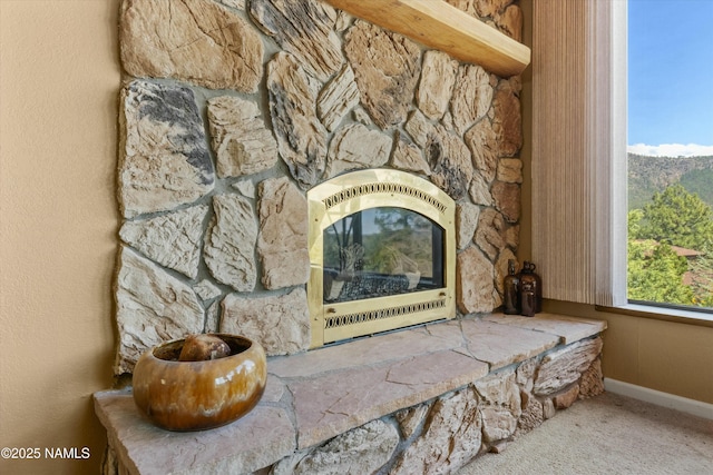 details with carpet flooring and baseboards