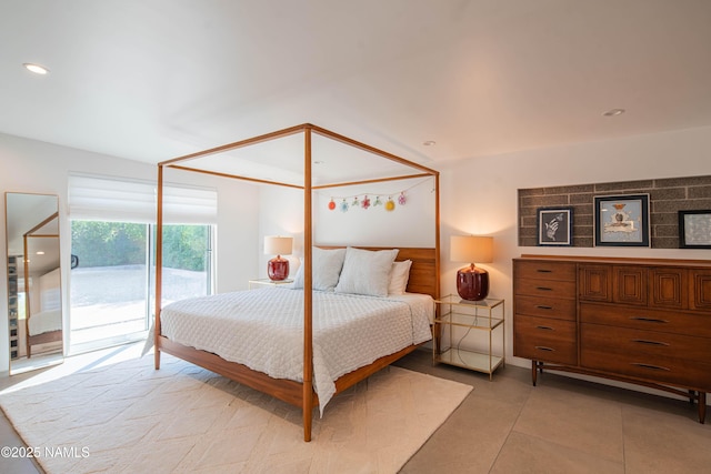 3531 E Onyx Ave, Phoenix, AZ 85028 - bedroom featuring lofted ceiling, light tile patterned floors, and access to exterior