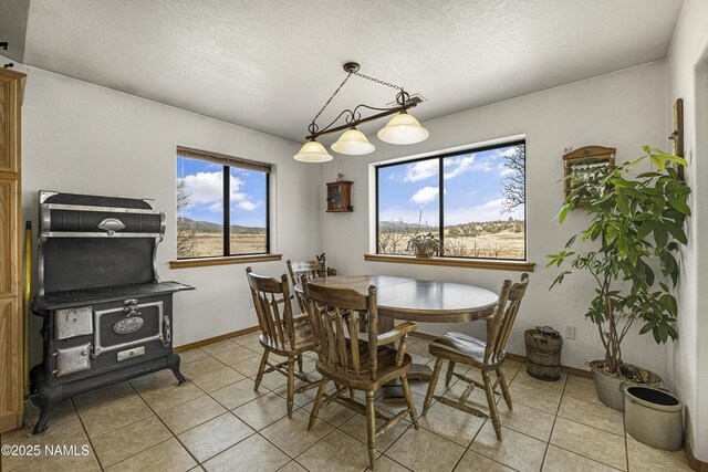 6162 Meadows Ln, Flagstaff, AZ 86004 - dining area featuring light tile patterned floors, a textured ceiling, and baseboards