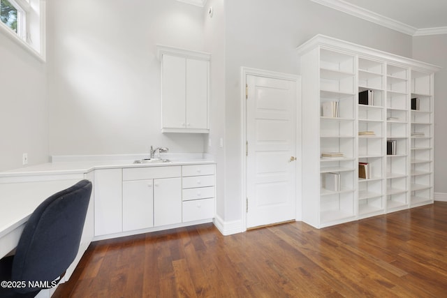 1430 E Puma Pl Unit F, Munds Park, AZ 86017 - unfurnished office with crown molding and dark wood-style flooring