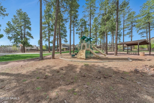 view of community jungle gym