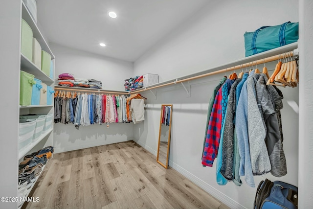 spacious closet with wood finished floors