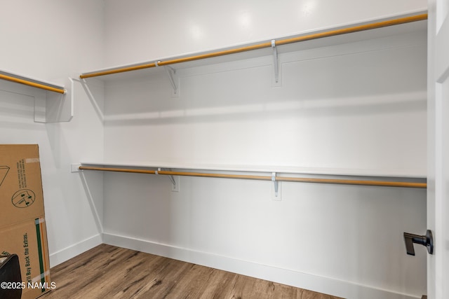 spacious closet with wood finished floors