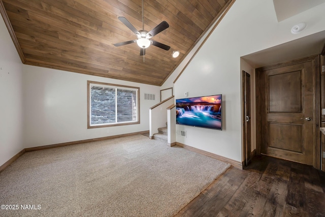 1200 S Riordan Ranch St Unit 36, Flagstaff, AZ 86001 - living room with stairs, visible vents, wood ceiling, and baseboards