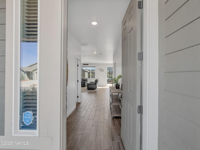 4580 Centaurus Rd, Bellemont, AZ 86015 - corridor featuring baseboards, recessed lighting, and dark wood-style flooring