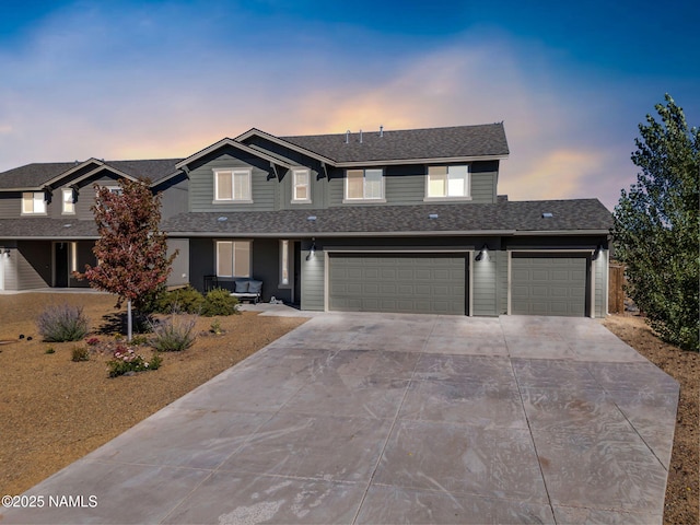 4580 Centaurus Rd, Bellemont, AZ 86015 - traditional home with driveway, roof with shingles, and a garage