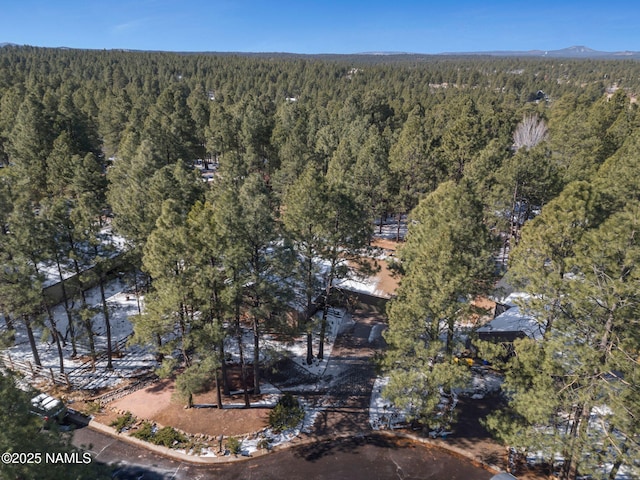 birds eye view of property with a forest view