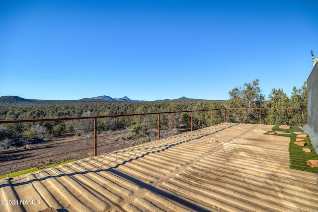 deck with a mountain view