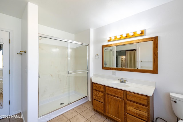 6120 E Treadway Trl, Flagstaff, AZ 86004 - full bath featuring a shower stall, toilet, tile patterned flooring, and vanity