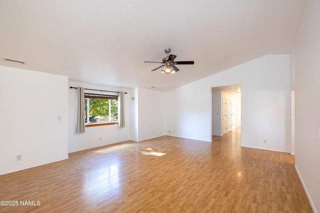 6120 E Treadway Trl, Flagstaff, AZ 86004 - spare room with a ceiling fan, light wood finished floors, lofted ceiling, and baseboards