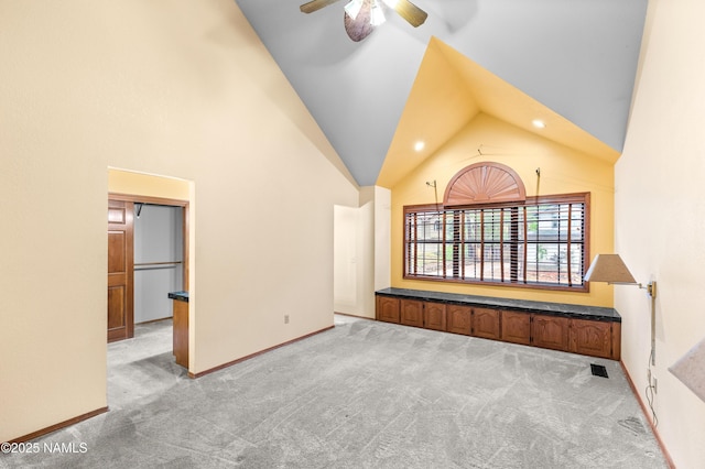 3130 Tina Ln, Flagstaff, AZ 86001 - spare room with carpet flooring, a ceiling fan, and high vaulted ceiling