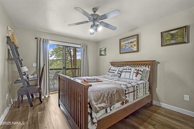 2929 Kletha Trl, Flagstaff, AZ 86005 - bedroom featuring access to outside, baseboards, and wood finished floors