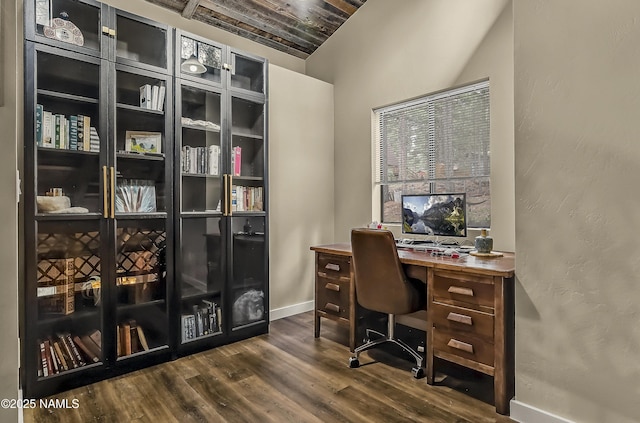 2929 Kletha Trl, Flagstaff, AZ 86005 - home office with dark wood-style floors and baseboards