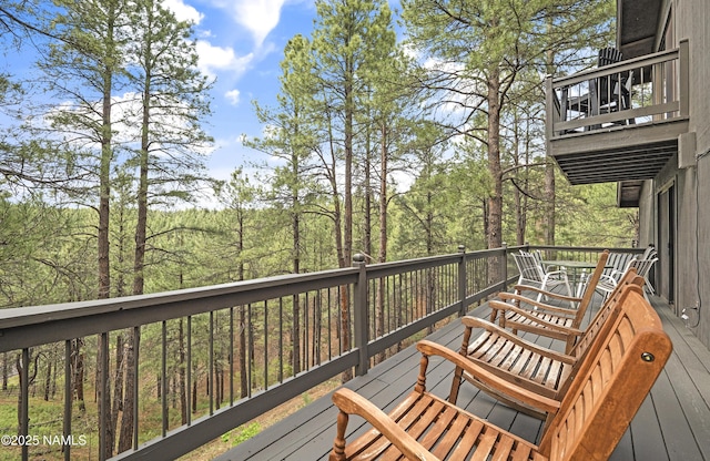 2929 Kletha Trl, Flagstaff, AZ 86005 - wooden terrace with a wooded view