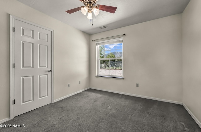 8210 Winchester Dr, Flagstaff, AZ 86004 - unfurnished room featuring dark colored carpet, a ceiling fan, and baseboards