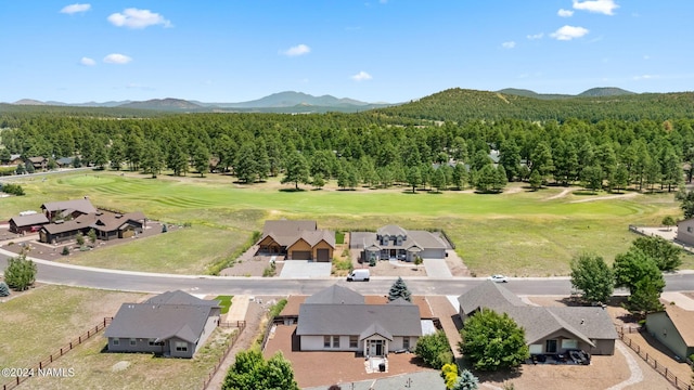 birds eye view of property featuring a mountain view