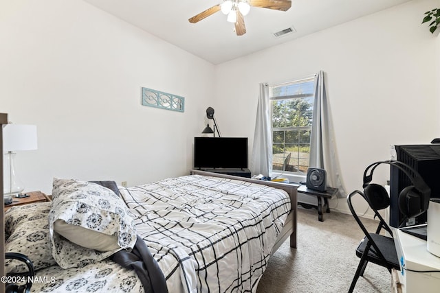 bedroom with carpet and ceiling fan