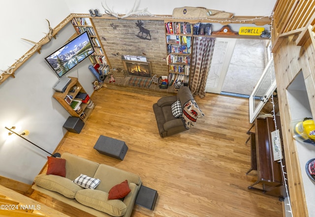 living room with hardwood / wood-style flooring