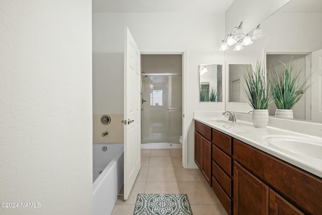 3008 E Cold Springs Trl, Flagstaff, AZ 86004 - full bath featuring a shower stall, tile patterned flooring, a sink, and double vanity