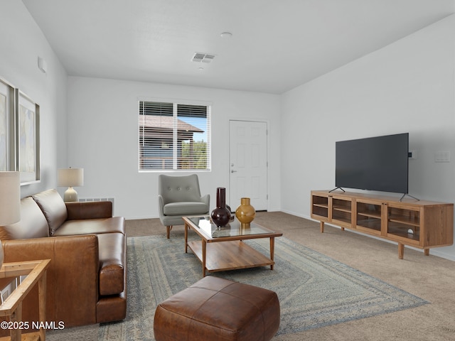 living room with carpet flooring