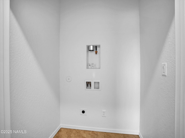 washroom with washer hookup and hookup for an electric dryer