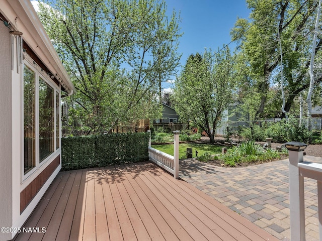 415 W Apache Rd, Flagstaff, AZ 86001 - wooden deck with a fenced backyard and a patio
