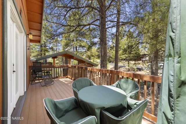 655 E Trout Creek Rd, Munds Park, AZ 86017 - wooden deck featuring outdoor dining space