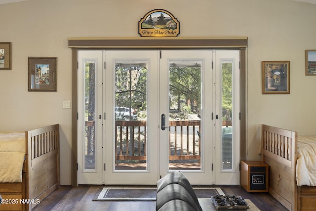 655 E Trout Creek Rd, Munds Park, AZ 86017 - doorway with dark wood-type flooring and french doors