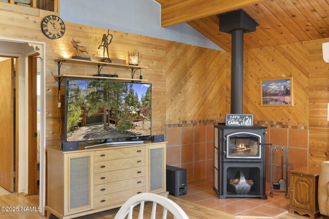 655 E Trout Creek Rd, Munds Park, AZ 86017 - detailed view of a wood stove and wooden walls
