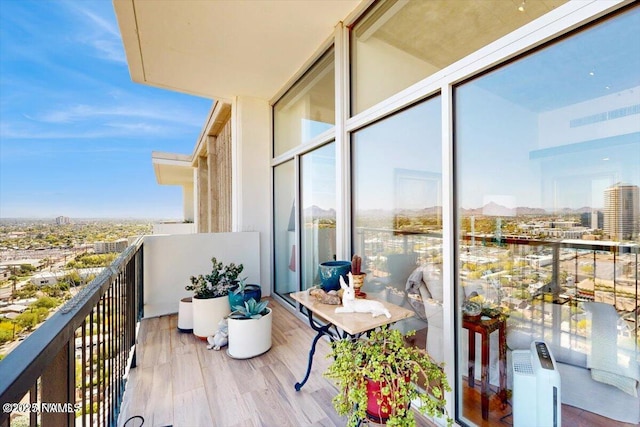 balcony with a view of city