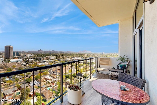 balcony with a mountain view