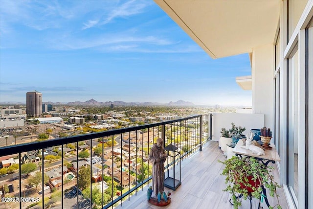 balcony with a mountain view