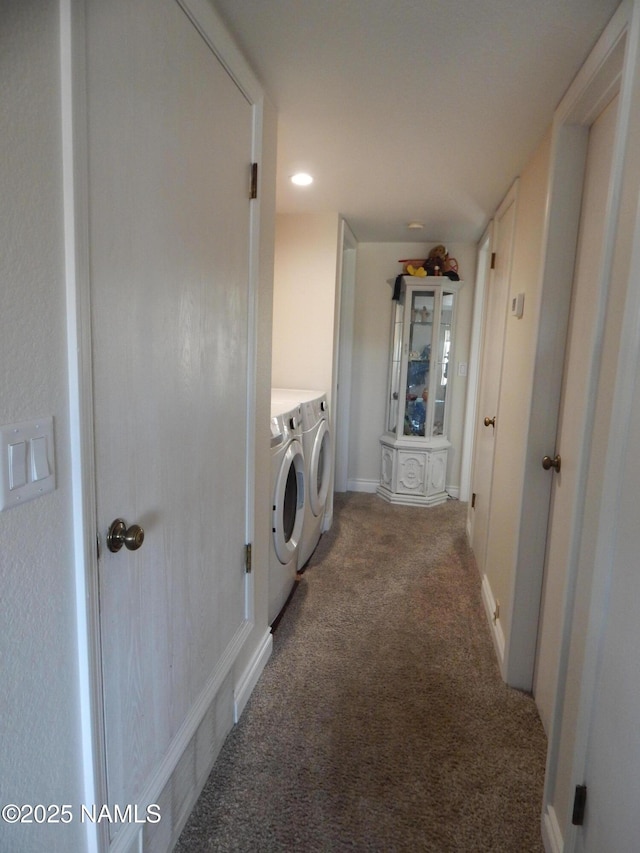 1000 N Beaver St Unit 116, Flagstaff, AZ 86001 - laundry area featuring laundry area, washer and clothes dryer, baseboards, and light carpet