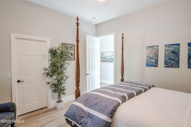 3605 N Langdale Trl, Flagstaff, AZ 86001 - bedroom featuring light wood finished floors, ceiling fan, and baseboards